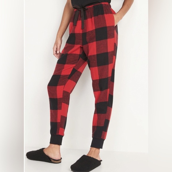 Old Navy Women’s Flannel Jogger Pajama Pants Red/Black Buffalo Plaid Size XS NWT - Picture 1 of 9